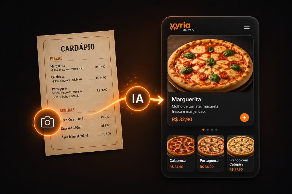IA importando cardapio em papel para o app Vyria